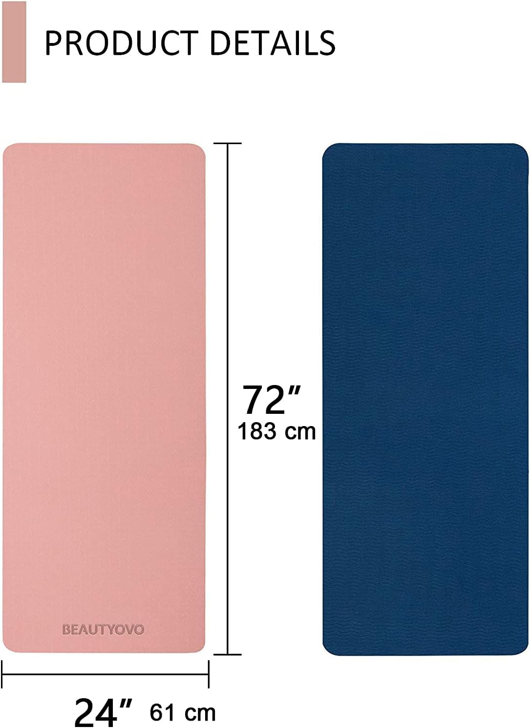 Yoga Mat with Strap, 1/3 Inch Extra Thick Yoga Mat Double-Sided Non Slip, Professional TPE Yoga Mats for Women Men, Workout Mat for Yoga, Pilates and Floor Exercises