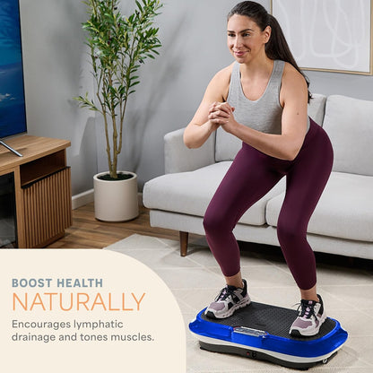 Vibration Plate Exercise Machine Silver- Whole Body Workout Vibration Fitness Platform W/ Loop Bands - Home Training Equipment - Remote, Balance Straps, Videos & Manual